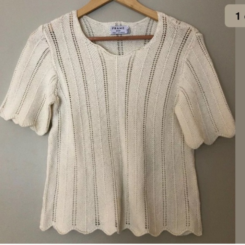 FRAME Women’s Crochet Scalloped Cropped Sweater